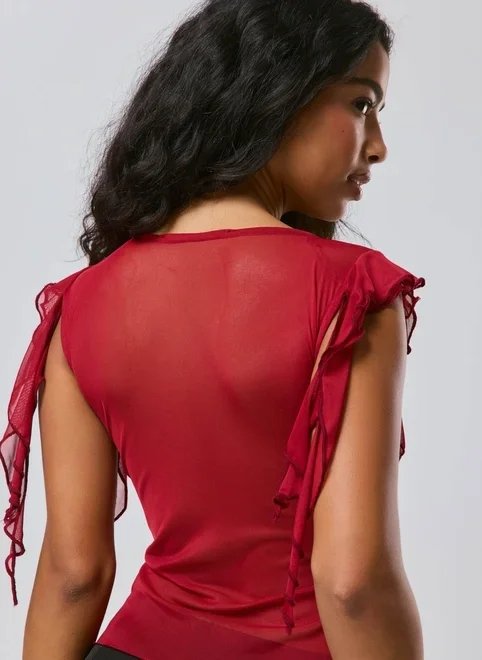 blusa em tule com babados blusa em tule com babados