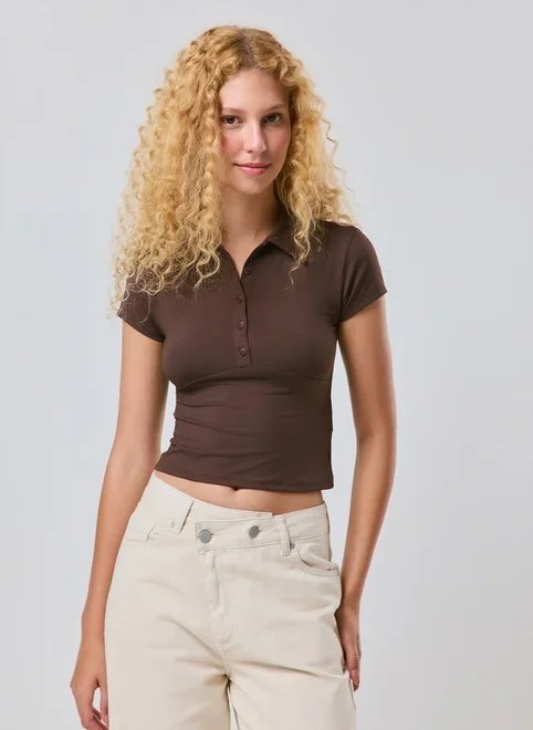 blusa polo poliamida com botões blusa polo poliamida com botões