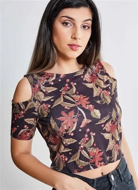 blusa floral ombros de fora blusa floral ombros de fora