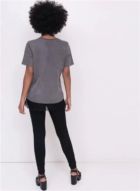 camisetão alongado silk e renda camisetão alongado silk e renda
