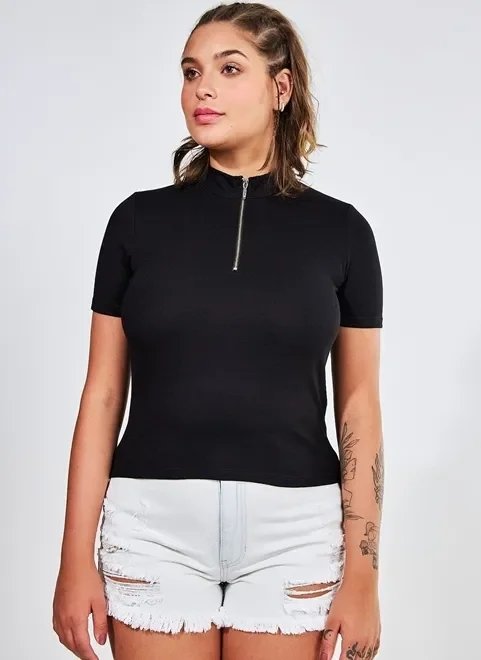 blusa gola alta com zíper blusa gola alta com zíper