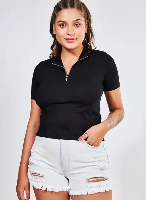 blusa gola alta com zíper blusa gola alta com zíper