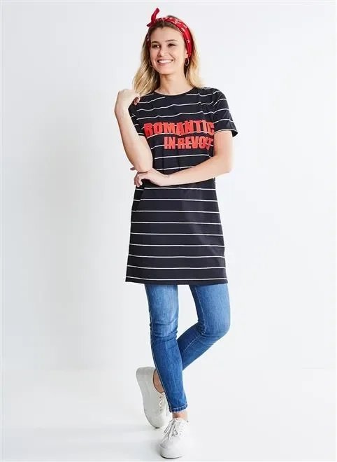 blusa alongada romantic com listras blusa alongada romantic com listras
