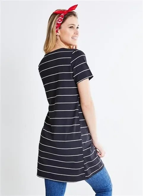 blusa alongada romantic com listras blusa alongada romantic com listras