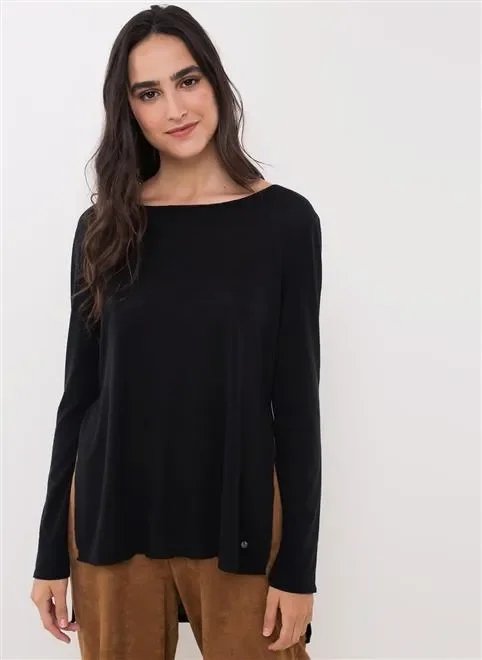 blusa alongada fenda lateral blusa alongada fenda lateral
