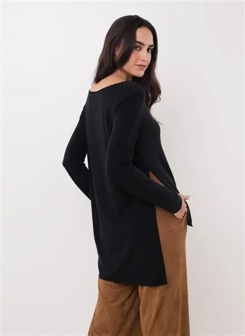 blusa alongada fenda lateral blusa alongada fenda lateral