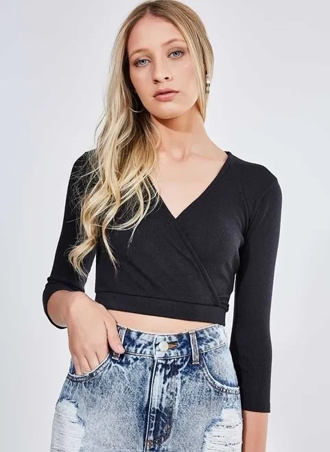 blusa cropped transpassada blusa cropped transpassada