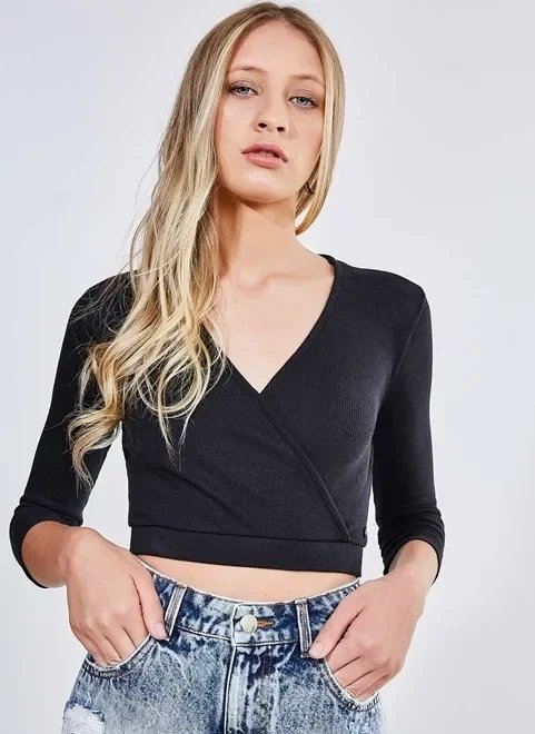 blusa cropped transpassada blusa cropped transpassada