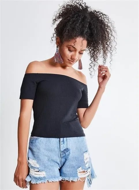 blusa ombro a ombro canelada blusa ombro a ombro canelada