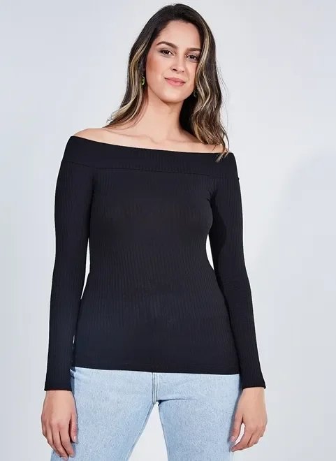 blusa canelada ombro a ombro blusa canelada ombro a ombro