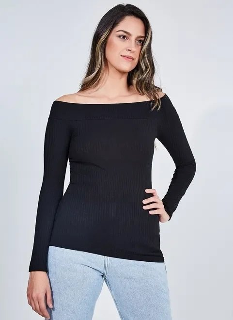 blusa canelada ombro a ombro blusa canelada ombro a ombro