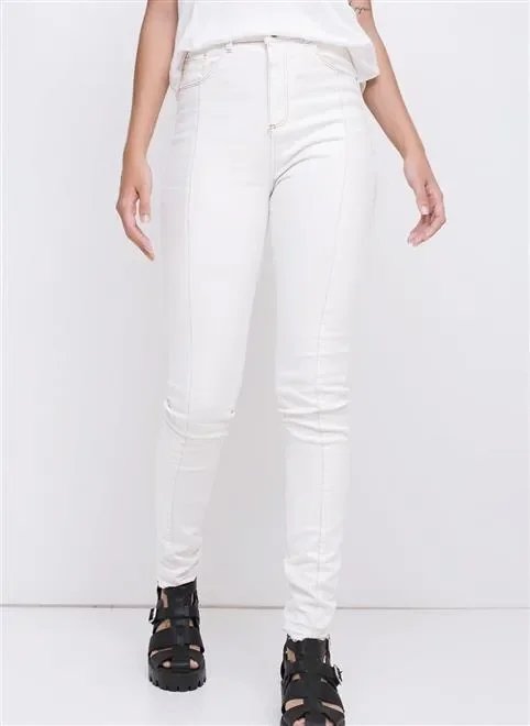 calça de cintura alta skinny em sarja calça de cintura alta skinny em sarja