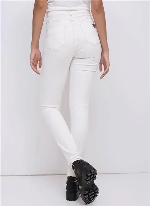 calça de cintura alta skinny em sarja calça de cintura alta skinny em sarja