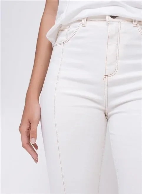 calça de cintura alta skinny em sarja calça de cintura alta skinny em sarja