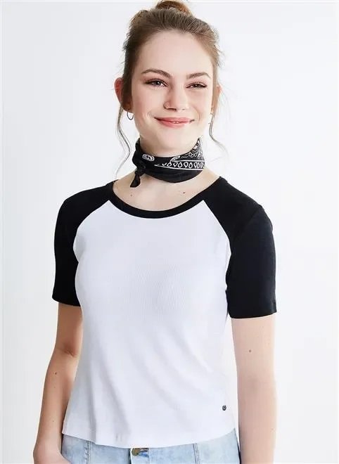 blusa manga curta bicolor blusa manga curta bicolor