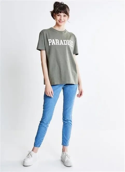 camiseta alongada paradise verde militar camiseta alongada paradise verde militar