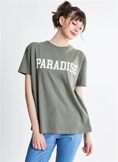 camiseta alongada paradise verde militar camiseta alongada paradise verde militar