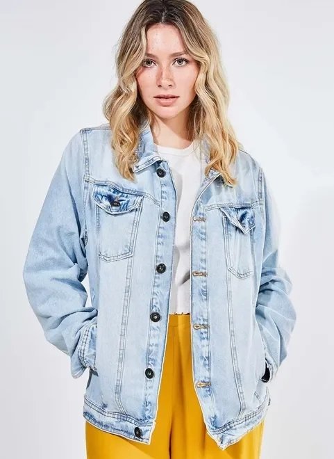 jaqueta over em jeans delavê jaqueta over em jeans delavê