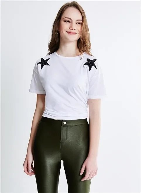 blusa aplicação estrelas blusa aplicação estrelas