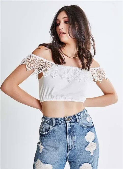blusa cropped ciganinha com renda blusa cropped ciganinha com renda