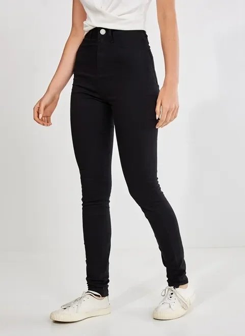 calça skinny cintura alta em sarja calça skinny cintura alta em sarja