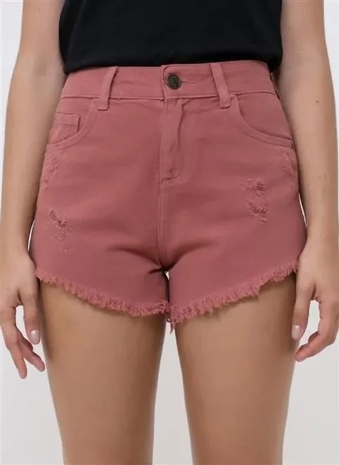 short cintura média em jeans com puídos short cintura média em jeans com puídos