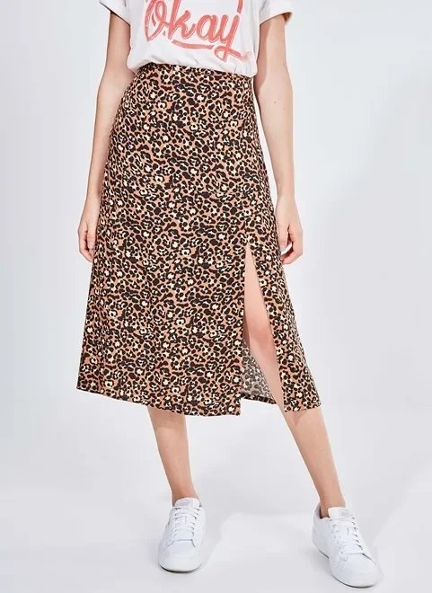 saia midi estampa onça saia midi estampa onça