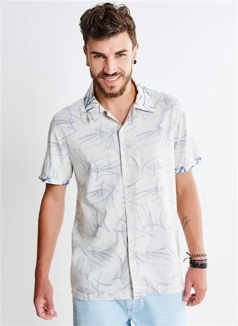 camisa avesso estampa folhagens camisa avesso estampa folhagens