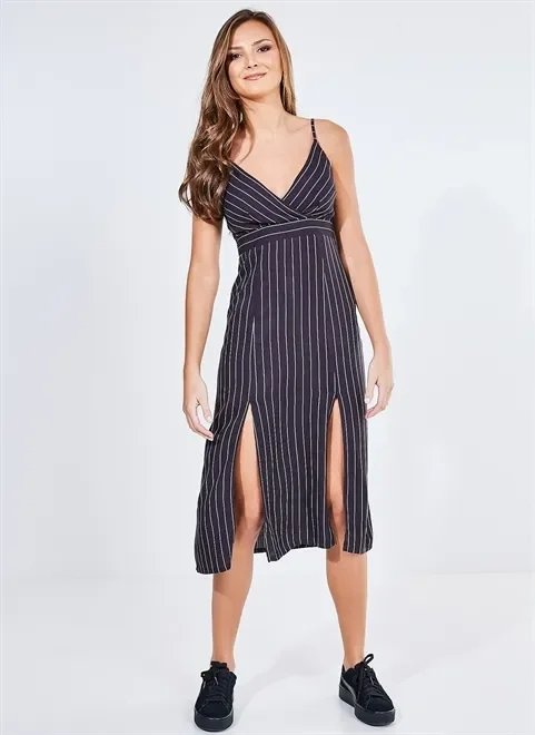 vestido midi com risca de giz vestido midi com risca de giz