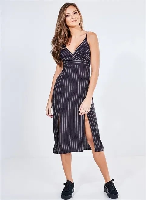 vestido midi com risca de giz vestido midi com risca de giz