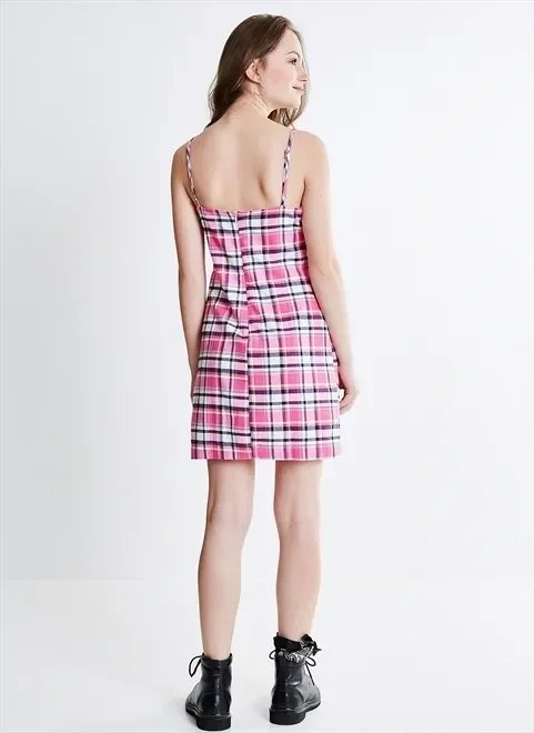 vestido tubo xadrez rosa vestido tubo xadrez rosa