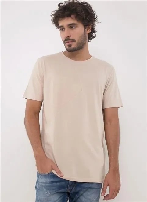 camiseta recorte lateral suede bege camiseta recorte lateral suede bege
