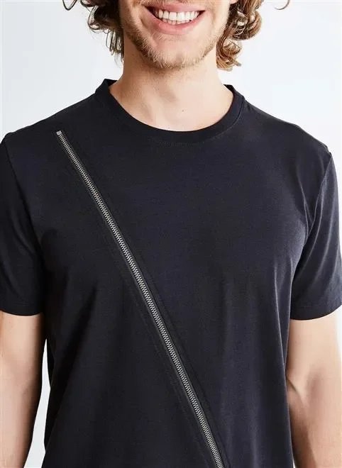 camiseta alongada com zíper camiseta alongada com zíper