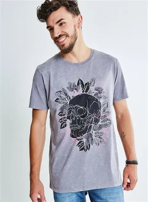 camiseta marmorizada estampa caveira camiseta marmorizada estampa caveira