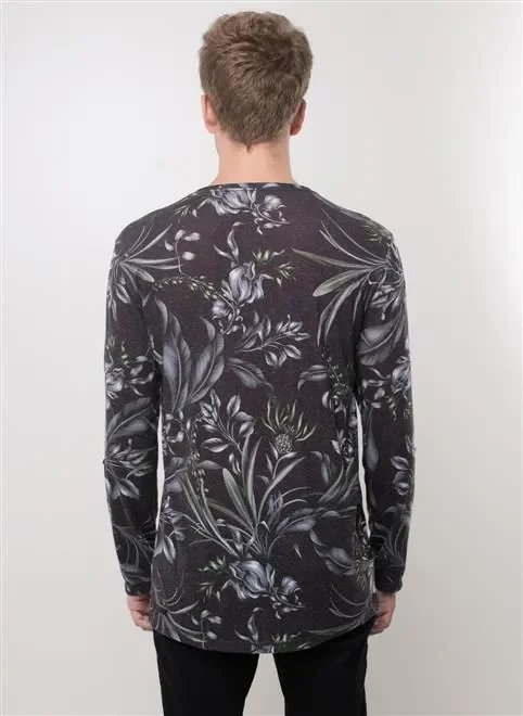 camiseta ml linho full floral noturno camiseta ml linho full floral noturno