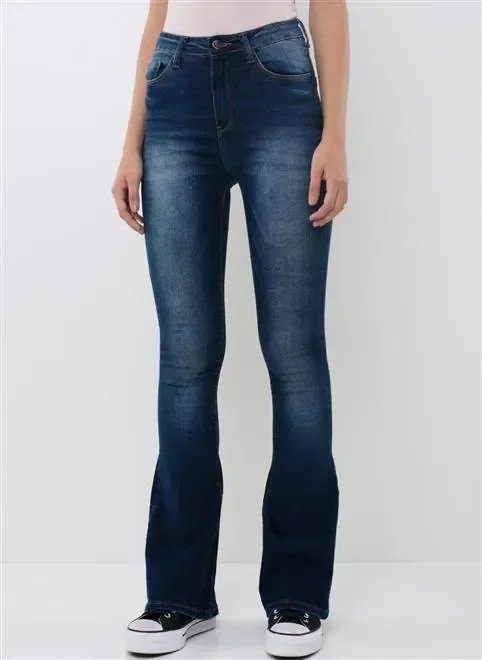 calça flare cintura alta com bigode calça flare cintura alta com bigode