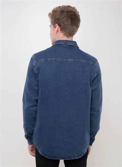camisa ml regular denim moletom camisa ml regular denim moletom