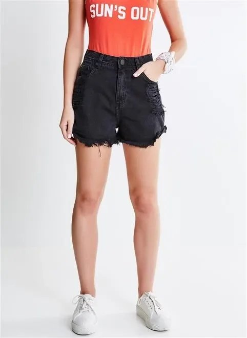 short destroyed em sarja short destroyed em sarja