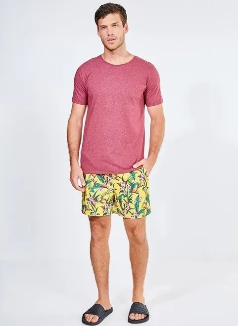 bermuda de banho floral amarelo bermuda de banho floral amarelo