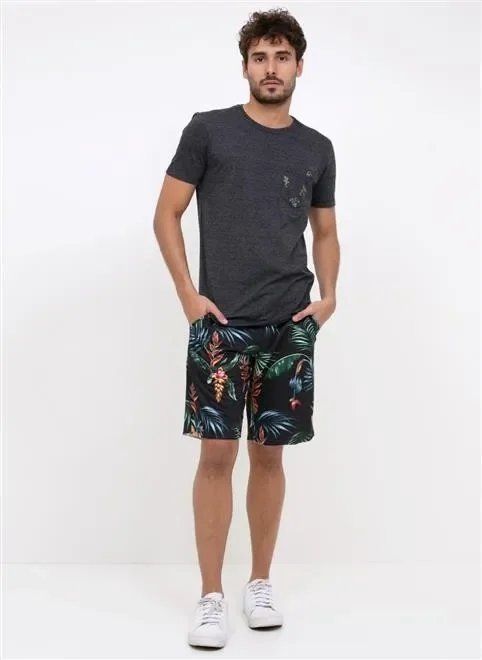bermuda folhagens tropical em moletom bermuda folhagens tropical em moletom