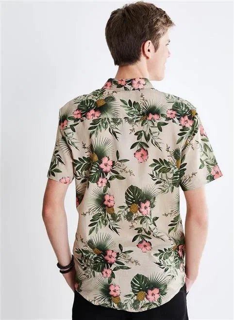 camisa manga curta estampa floral camisa manga curta estampa floral