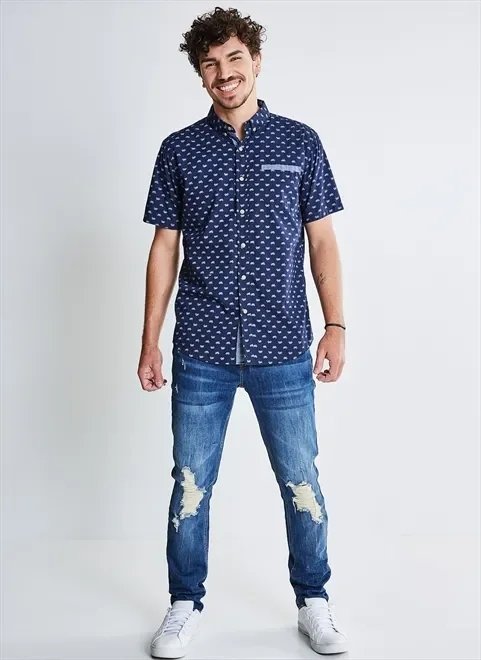 camisa estampada com bolso camisa estampada com bolso