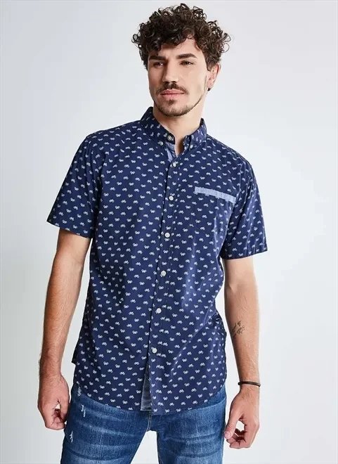 camisa estampada com bolso camisa estampada com bolso