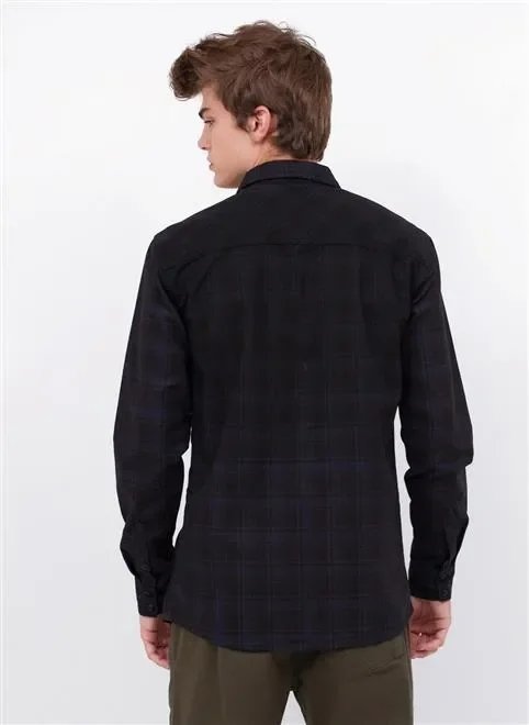 camisa ml xadrez preto dois bolsos pala camisa ml xadrez preto dois bolsos pala