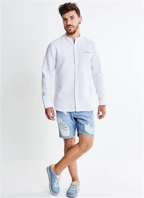 camisa manga longa gola padre camisa manga longa gola padre