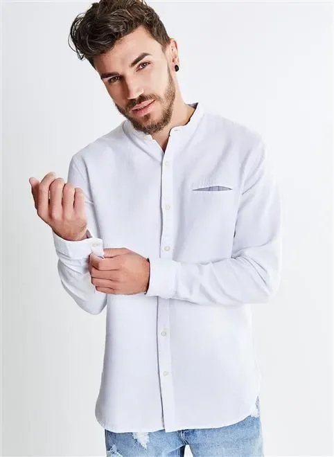 camisa manga longa gola padre camisa manga longa gola padre