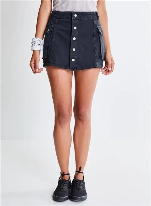 short saia em sarja com botões short saia em sarja com botões