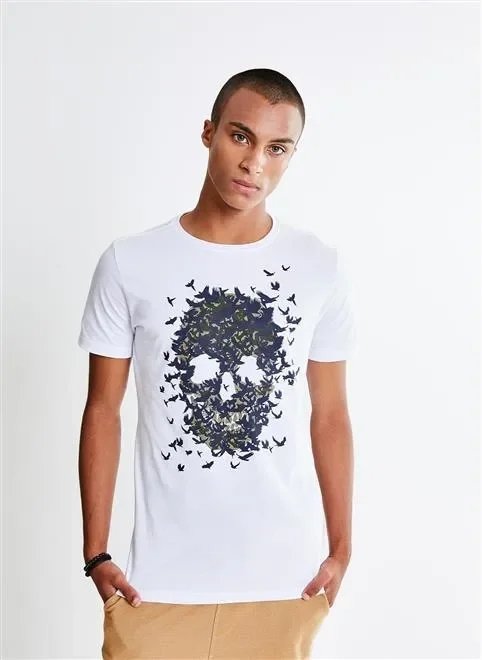 camiseta caveira pássaros camiseta caveira pássaros
