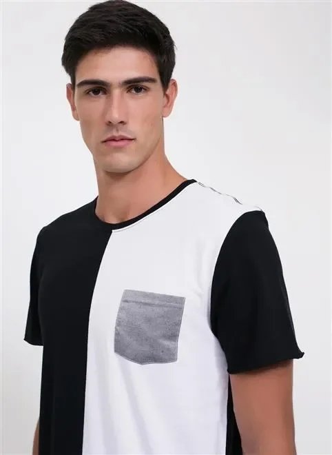 camiseta alongada com bolso e recorte camiseta alongada com bolso e recorte
