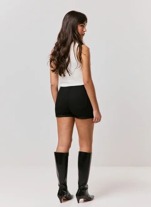 short cintura alta em sarja short cintura alta em sarja